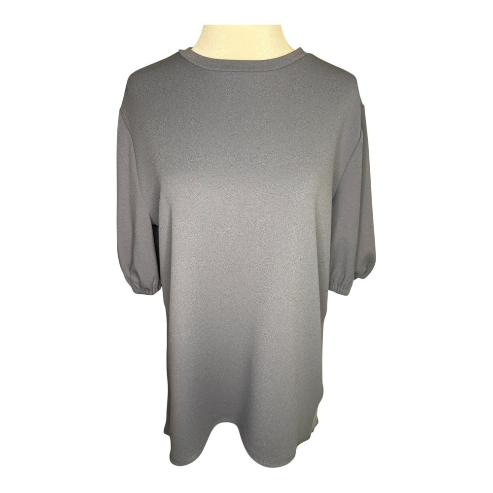 Nordstrom Rack Tunic Top Puff Sleeve Casual Blouse Gray Blue XS NWT
